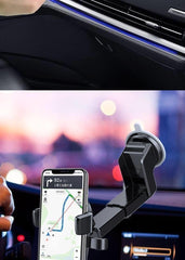 MOMISY Car Mount Adjustable Car Mobile Phone Holder Stand Universal Long Arm, for Dashboard & Windshield, 360° Rotational, Strong Suction Cup for Smartphones (Zigzag)