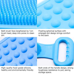 Momisy Silicone Body Back Scrubber, Double Side Bathing Brush for Skin Deep Cleaning Massage, Dead Skin Removal Exfoliating Belt for Shower, Lathers Well for Men & Women (Assorted colour) (Pack of 4)