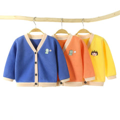 MOMISY Baby Boy & Girls Sweater Jacket Front Open Cardigan (1 to 2 Years, Orange)