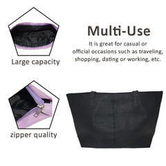 MOMISY Women's Polyester Large Capacity Shoulder Tote Handbag with Top Handle & Multi-Pockets-Pink