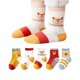MOMISY 5 Pairs Baby Girl Boys Tube ankle Socks for Baby Girl BoysToddlers Infant kids (Cute Fox, 1 year to 3 year)