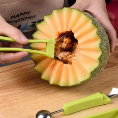 MOMISY Melon Baller Scoop Set, Professional 4 in 1 Stainless Steel Fruit Carving Tools Set,Fruit Scooper Seed Remover Watermelon Knife for Dig Pulp Separator (4 in 1 Scoop) (Green)