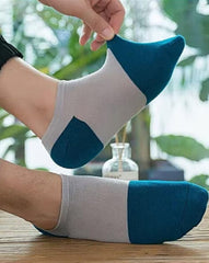 MOMISY Men's Premium Cotton Cushion Ankle length Socks, (Multicolor) Pack of 5 (Free Size) (Block)