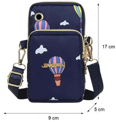 MOMISY Small Cross Body Bag, Multifunction 3 Layer Mini Shoulder Bag Phone Purse Armband with Headphone Port for Teens Girls Ladies Women (Balloon Dark Blue)