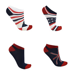 MOMISY Men's Premium Cotton Cushion Ankle Socks, Multicolour, Pack of 4, Free Size, British4