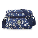 MOMISY Women Mobile Cellphone Messenger Bag Ladies Nylon Shoulder Cross Body Long Strap for College, Outing, Travelling, Work (Small, WhiteFlower)