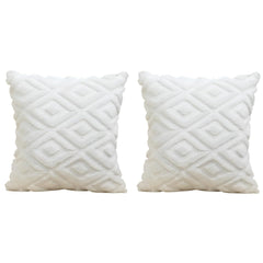 MOMISY Corduroy Cushion Throw Pillow Covers, Diamond, 45 x 45 cm, 18 x 18 inch (2, White2)