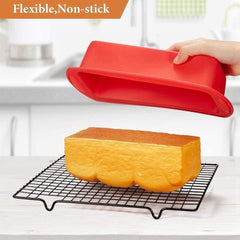 MOMISY Silicone Bread & Loaf Pan Mould | Fruit Cake, Pastry Making Pan | Baking Mould Rectangle (Red)