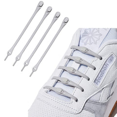 MOMISY Elastic Shoelaces Stretchy Silicone Elastic Special No Tie Shoe Laces for Children and Adults Lazy Tieless Suitable for All Shoes-Grey, 14Pcs