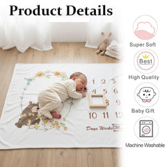MOMISY Baby Milestone Blanket and Props for Baby's |1 to 12 Months Prop |Baby Bedding |Ac Room Blanket for Summer|Newborn| Infants Winter Blanket(BearDuck)