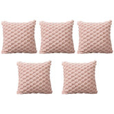 MOMISY Corduroy Cushion Throw Pillow Covers, Honeycomb Pattern, 45 x 45 cm, Set of 5 (Pink)