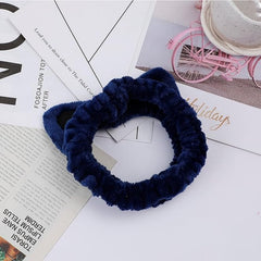MOMISY Elastic Women's Lovely Hair Band Wash Face Spa Headband-Washable Facial Band Makeup Wrap Headbands Fits All Head Sizes-Cat Ear (Blue Black, Free)