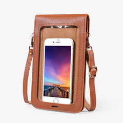 MOMISY Women Cellphone Sling Bag Card Holder Wallet Purse Clutch Handbag Crossbody Shoulder Bag for Girls (Brown)