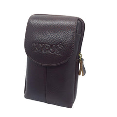 MOMISY Mobile Phone Holster, Leather Belt Clip Case Cover for Men (Thread Brown, Vertical)