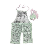 MOMISY Newborn Photography Props Set, Mint Green Lace Romper with Matching Headband, 2-Piece