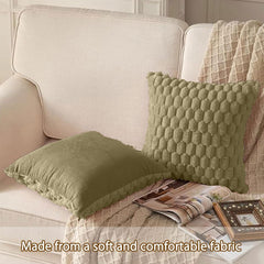 MOMISY Corduroy Cushion Throw Pillow Covers, Honeycomb Pattern, 45 x 45 cm, Set of 5 (Green)