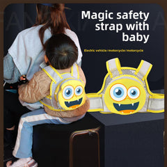MOMISY Kids Safety Belt for Two Wheeler, Adjustable Bike Scooty Belt with Storage Bag, 2-9 Years (Yellow)