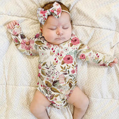 MOMISY Floral Romper with Hairband Photoshoot Photography Props Costume (White Rose)