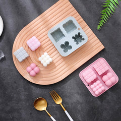 MOMISY 4-in-1 Silicone Candle Mould, 3D Cube and Bubble Design for Wax, Cake, Dessert Making