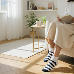 MOMISY Men's Premium Cotton Cushion Ankle length Socks, (Multicolor) Pack of 5 (Free Size) (BlackWhite)