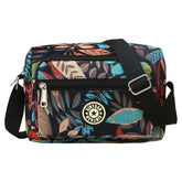 MOMISY Women Mobile Cellphone Messenger Bag Ladies Nylon Shoulder Cross Body Long Strap For College, Outing, Travelling, Work (Small, Leaves), Multicolor