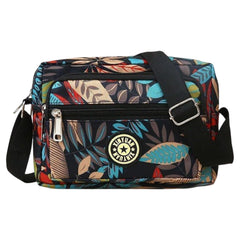 MOMISY Women Mobile Cellphone Messenger Bag Ladies Nylon Shoulder Cross Body Long Strap For College, Outing, Travelling, Work (Small, Leaves), Multicolor