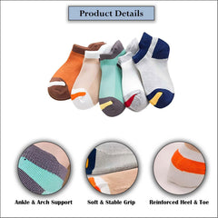 MOMISY 5 Pairs Tube Socks for Toddlers Infant Kids Baby Girl Boys (3Color, 3 Year to 5 Year)