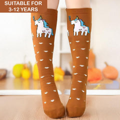 MOMISY 1 Pair of Baby Spring Winter And Autumn Combed Cotton Long Tube Knee-High Socks Suitable Age of 3 to 12 Years (IN, Age, 3 Years, 12 Years, BrownPony)