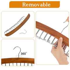 MOMISY Tie Belt Clothes Wooden Closet Hanger Tie Storage Racks Wood Belt Hanger Multipurpose Wardrobe Organizers for Men Women Belt Tie Scarf Messenger Bag Supplies (24 HooksRetro)