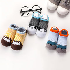 MOMISY Baby Socks, Anti Skid Non Slip Cotton Stretch, 3 Pairs, Toddler Boys Girls (IN, Age, 3 Years, 5 Years, 3Panda)