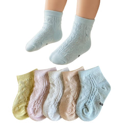 MOMISY 5 Pairs Baby kids Girl Boys Toddlers Infant Ankle Stretch Tube Socks-Leaves-0 to 1 Year