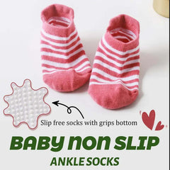 MOMISY Baby Girl Boys Non Slip Socks Kids Toddlers Infant Cotton Stretch Anti-Slip -6 Pairs (DottedFemale-Striped, 1 to 3 years), Regular, Multicolour