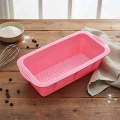 MOMISY Silicone Bread & Loaf Pan Mould | Fruit Cake, Pastry Making Pan | Baking Mould Rectangle (Pink)