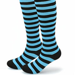MOMISY Knee Socks for Womenand Girls Premium Cotton Blend, Breathable Long Knee High Stockings, Ultimate Comfort and Style, Ideal for Daily Use- Pack of 1 (Free Size) (Sky Blue Black)