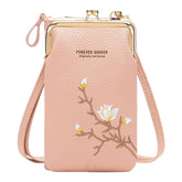 MOMISY Mobile Bag Cellphone Sling Bag Card Holder Wallet Handbag Crossbody multi-function Shoulder Bag for Girls & Women-Embroidery (Light Pink)