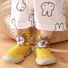 MOMISY Baby Socks Animal Themed, Funny Cartoon Printed Cotton Socks with Shoes - Soft, Non-Slip, and Comfortable Size 6-12M(YellowLion-20-21)