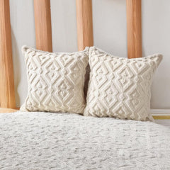 MOMISY Corduroy Cushion Throw Pillow Covers, Diamond, 45 x 45 cm, 18 x 18 inch (2, Beige2)