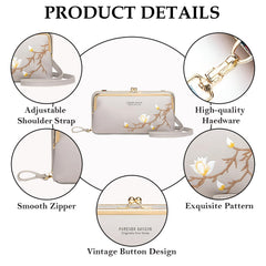 MOMISY Multi-Function Crossbody Bags for Women Mobile Purse Cell Phone Pouch with Adjustable Wide Strap Holder Pocket Small Purse Wallets Sling Bag Mini Shoulder Bags for Ladies Girls (Grey)