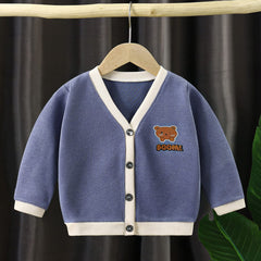 MOMISY Cotton Blend Baby Boy & Girls Sweater Jacket Front Open Cardigan (6 To 12 Months, Blue Grey)