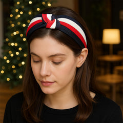 MOMISY Girls & Women’s Adjustable Hair Bands – Non-Slip Fashion Headbands for Parties, Weddings, Face Wash | All-Match Hair Accessories (Navy Blue, Red, White)