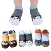 MOMISY Baby Socks, Anti Skid Non Slip Cotton Stretch, 3 Pairs, Toddler Boys Girls (IN, Age, 3 Years, 5 Years, 3Panda)