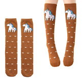 MOMISY 1 Pair of Baby Spring Winter And Autumn Combed Cotton Long Tube Knee-High Socks Suitable Age of 3 to 12 Years (IN, Age, 3 Years, 12 Years, BrownPony)