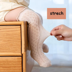 MOMISY 3 Pairs of Baby Spring Winter And Autumn Combed Cotton Mesh Long Tube Knee-High Socks- 0 to 6 Months