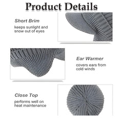 MOMISY Unisex Acrylic Woolen Beanie Helmet Skull Brim Cap for Men and Women-Free Size (Grey)