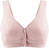MOMISY Women's Maternity Nursing Bra Wirefree Cotton Front Button Closure Breastfeeding Pregnancy (Pink, 40)