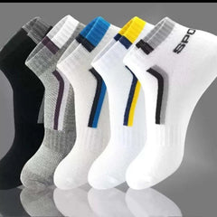 MOMISY Men's Premium Cotton Cushion Ankle length Socks, (Multicolor) Pack of 5 (Free Size) (Sports)