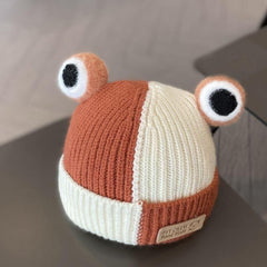 MOMISY Baby Beanie Hat, Chess Warm Toddlers Winter Hat, Double Pom Pom Beanies for Boys & Girls Woolen Knitted Cap (6 Months - 2 Years) (Brown)