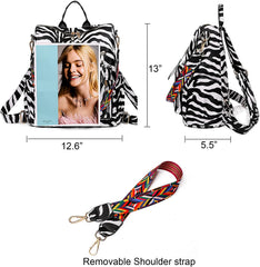 MOMISY Backpack Women Rucksack handbag and Shoulder PU Leather Travel Daypack Waterproof Ladies Girls College School Bag- Black Zebra