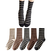 MOMISY Unisex Striped Crew Socks Cotton Blend Casual Socks with Horizontal Stripe Design (Multicolor)
