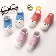 MOMISY Baby Socks, Anti Skid Non slip Cotton Stretch, 3 Pairs, Toddler Boys Girls (IN, Age, 3 Years, 5 Years, Tail)